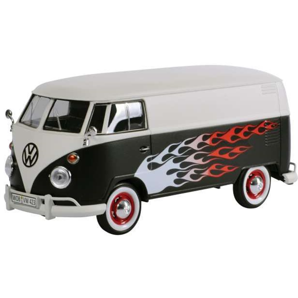 VW T1 van, black/white with flames