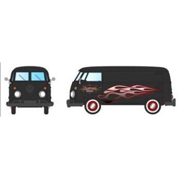 VW T1 van, black with flames