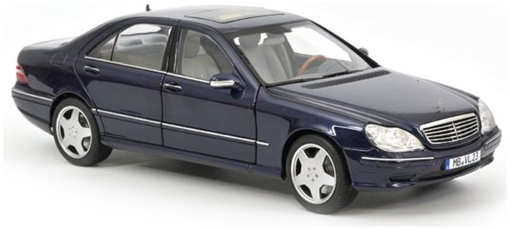 Miniature Mercedes-Benz S55 AMG 2000 Bleu Métallisé - Échelle 1:18, Marque Norev, Pour Collection
