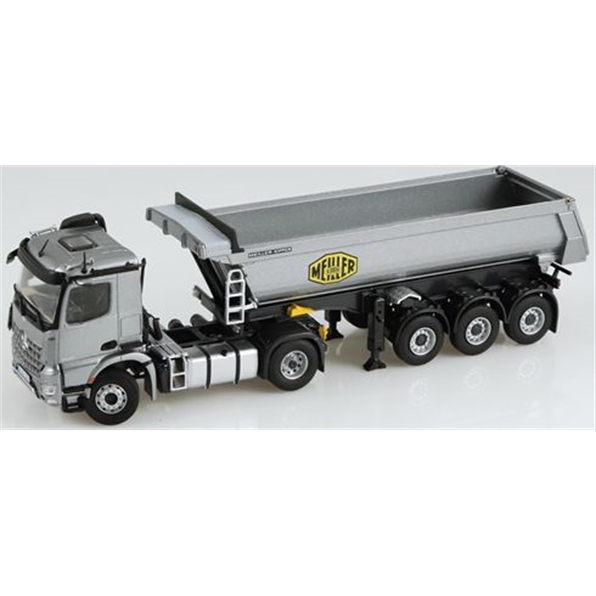 Mercedes Benz Arocs 4x2 - Meiller Tipper Semi Trailer Silver Grey Metallic