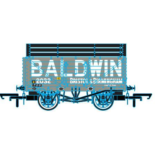 7 Plank Mineral Wagon - Baldwin Grey Baldwin 2032 Grey with 3 coke rails