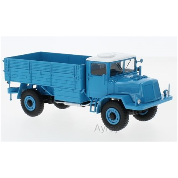 Tatra 128N, blue/white, 1951 flatbed platform trailer