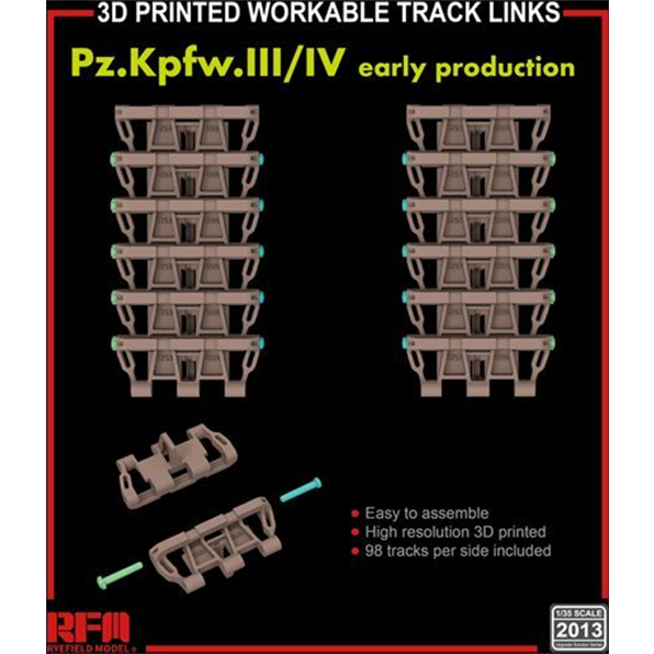 Workable Track Links for Pz. Kpfw. III /IV Early Production (3D Printed)