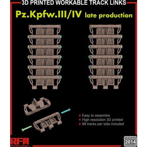 Workable Track Links for Pz. Kpfw. III /IV Late Production (3D Printed)