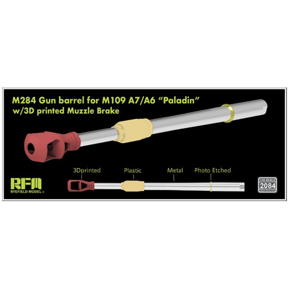 M284 Gun Barrel for M109 A7/A6 'Paladin' w/3D Printed Muzzle Brake