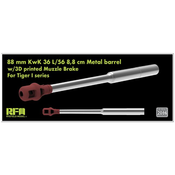 88 mm KwK 36 L/56 8.8 cm Metal Barrel w/3D Printed Muzzle Brake For Tiger I
