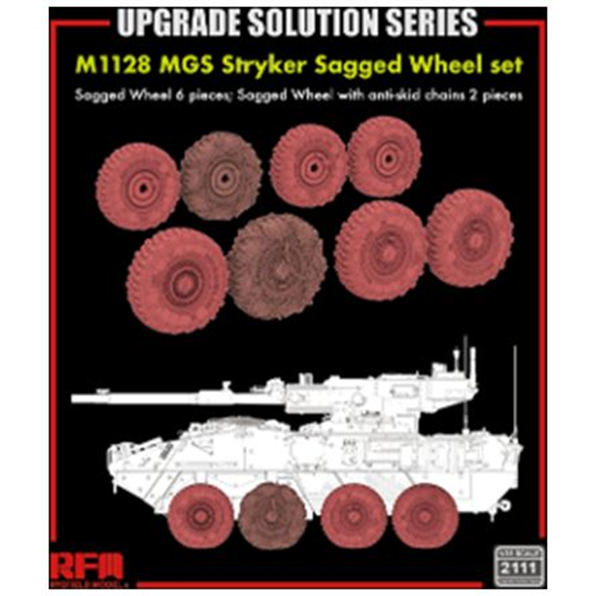 M1128 MGS Stryker Sagged Wheel Set w/6 Sagged Wheels and 2 Anti-Skid Wheels