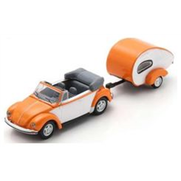 VW Beetle Cabriolet Open w/Trailer ES Piccolo White/Orange
