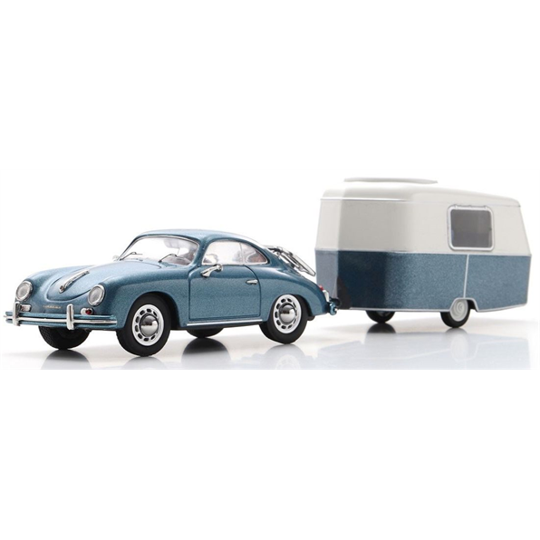 Porsche 356 Coupe Blue w/Eriba Puck Trailer