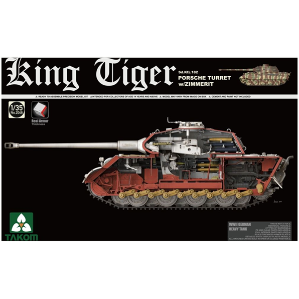 King Tiger (P) Heavy Tank Porsche Turret w/Zimmerit and Interior
