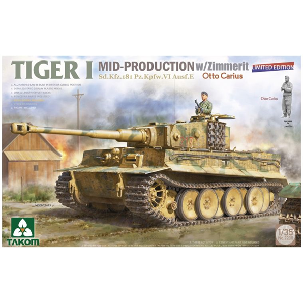 German WWII Tiger I Mid w/Zimmerit and Otto Carius Figure Limited Edition