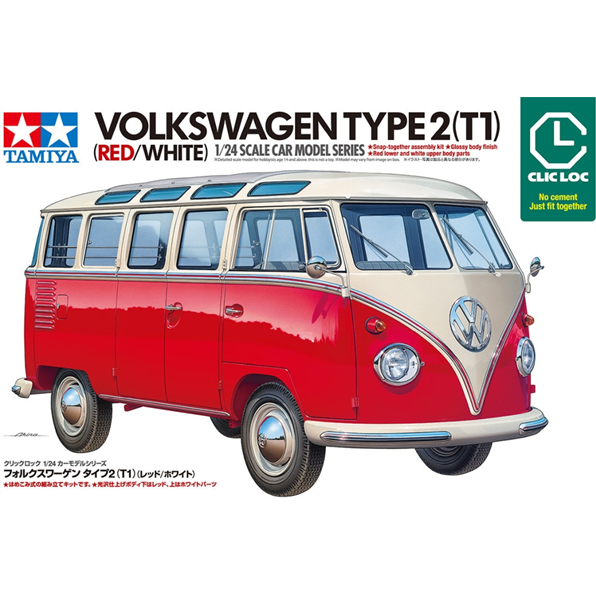 VW Type 2 (T1) Red and White (Clic Loc)