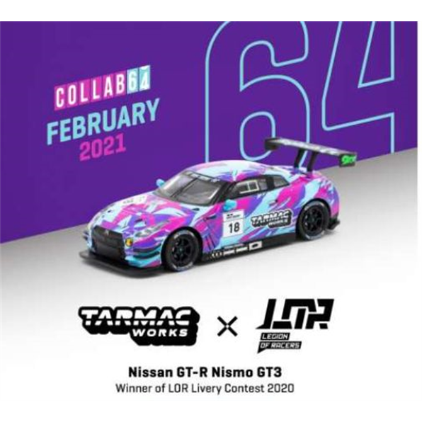 Nissan GTR Nismo GT3 #18 Winner of Legion of Racers 2020 Purple/Blue/Pink