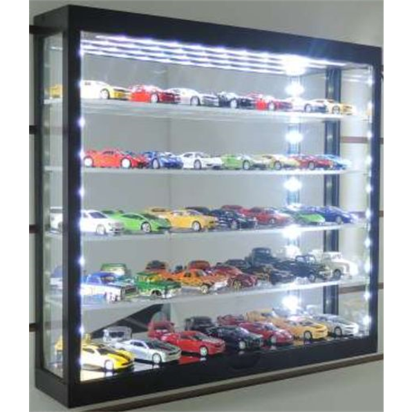 Display Case 5 Layer w/LED Lights Black Mirror Background