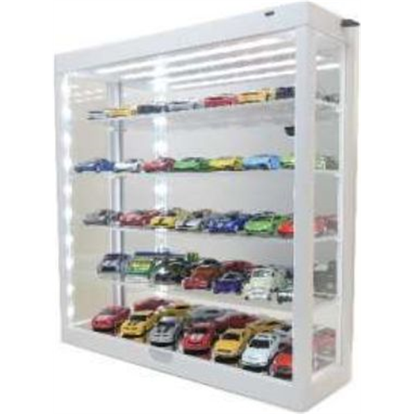 Display Case 5 Layer w/LED Lights White Mirror Background