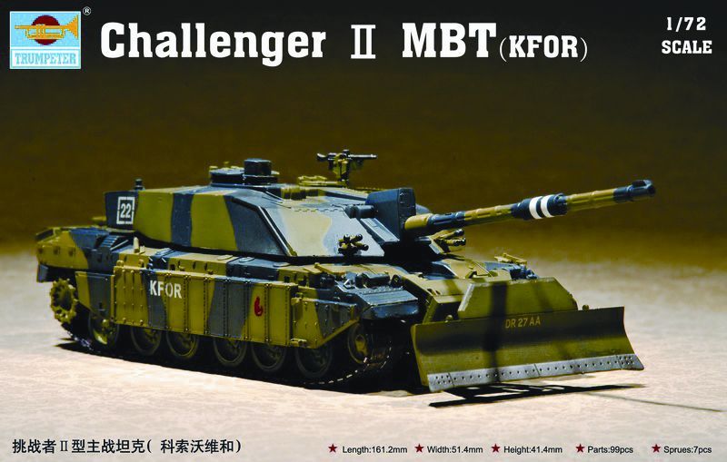 Kit De Modélisme Trumpeter 1/72 Challenger II MBT (KFOR) - Neuf, Non Assemblé, à Peindre