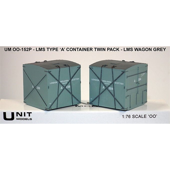 Type 'A' container - LMS Grey (2 pieces) Running Numbers - A204 and A236