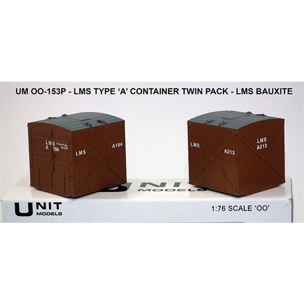 Type 'A' container - LMS Bauxite (2 pcs) Running Numbers A194 and A213