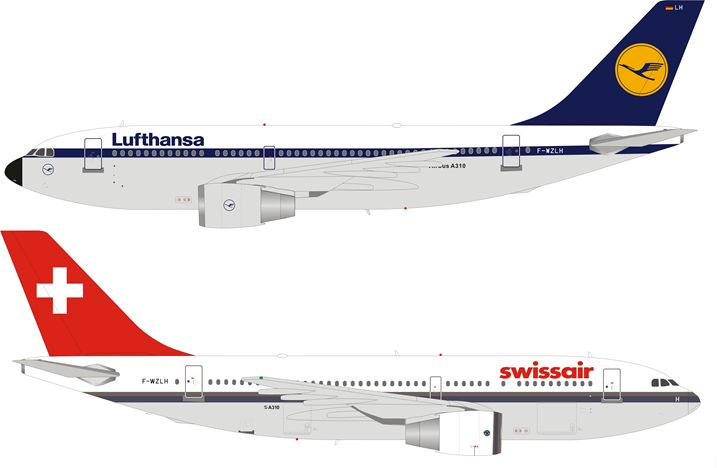 Inflight 200 B310DEMO 1/ Lufthansa/Swissair A310-221 Reg F-Wzlh mit Ständer 