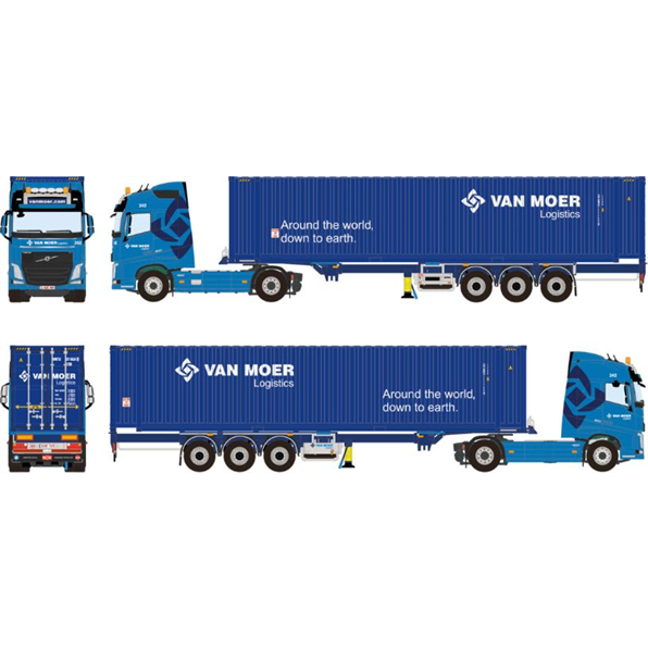 Volvo FH4 Globetrotter 4x2 Container Trailer 3 Axle + 40ft Container 'Van Moer'