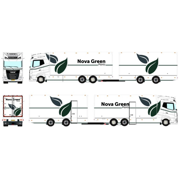 DAF XG+ Reefer Truck 6x2 Riged Reefer Drawbar Centre Axled Trailer Nova Green