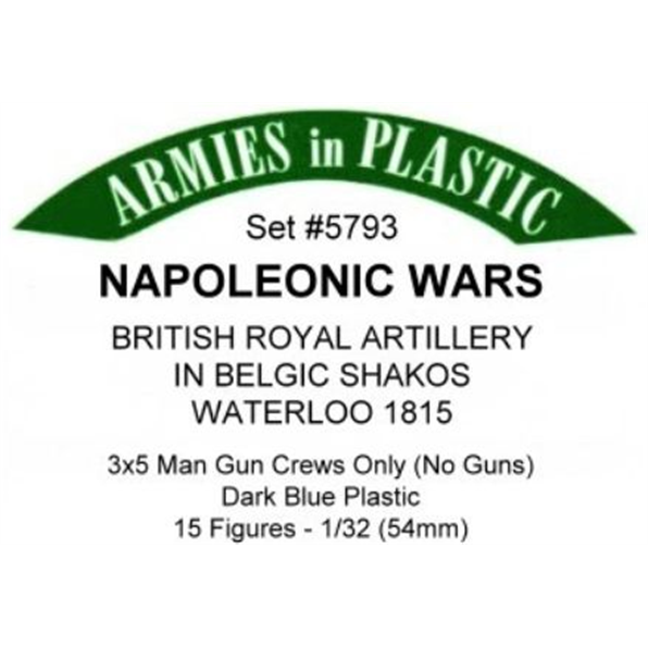 Napoleonic Wars British Royal Artillery in Belgic Shakos Waterloo 1815