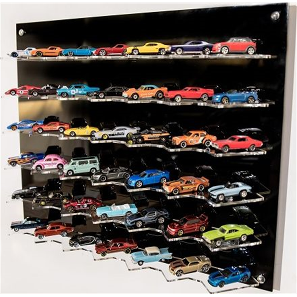Wall Mounted Display Case (Angled Display) (42 Cars) Black 61 x 47 x 12cm