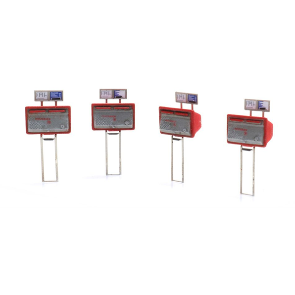 Letter boxes red-grey (4x) 1:87 Resin Kit,  Unpainted