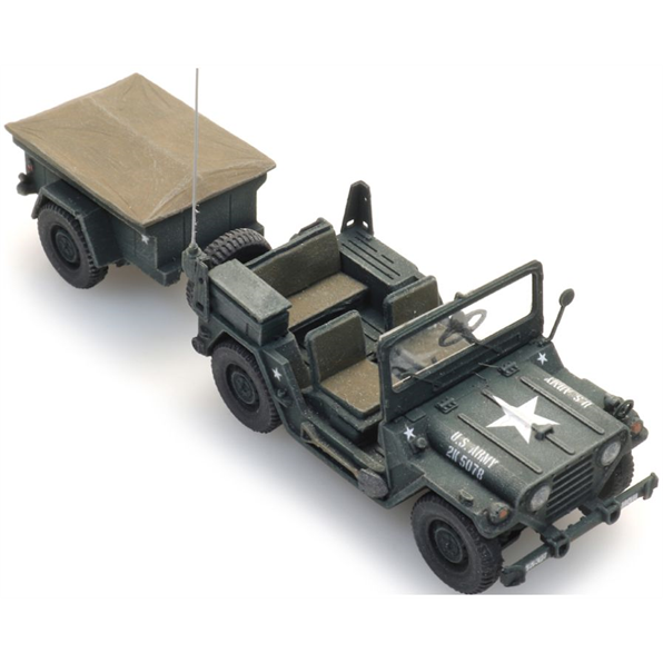 M151 Jeep + M416 Trailer Forest Green (US) Ready-Made, Painted