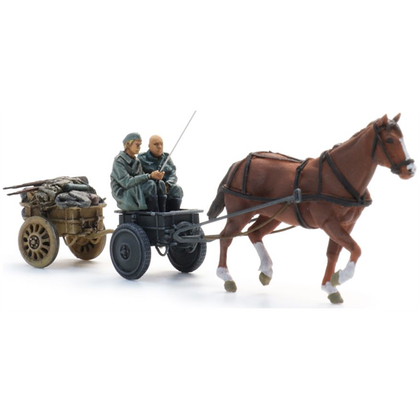 Infanteriekarren w/Pferd + 2 Figure (WM) Ready-Made, Painted