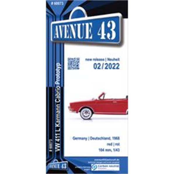 Leaflet #60073 VW 411 L Karmann (C6 long, 3-pages)