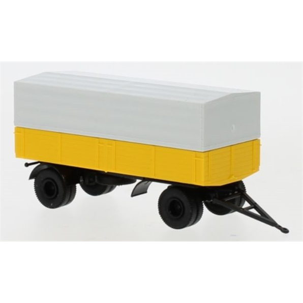 Anhanger 2 Axle Flatbed Platform Trailer/ Cover Yellow/Black 1960