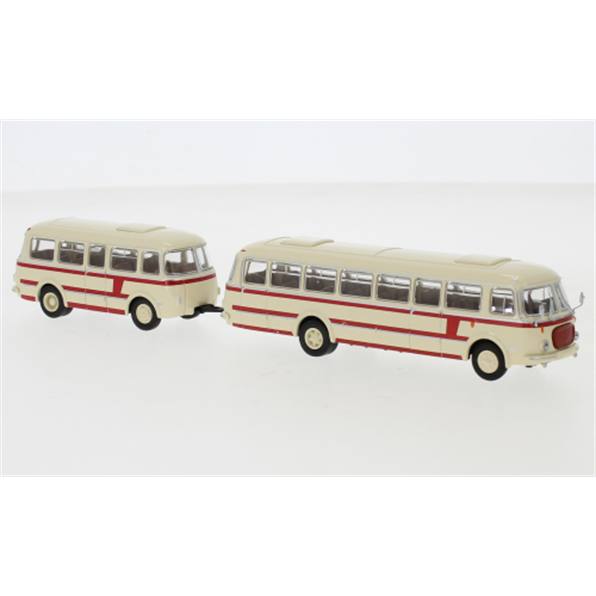 JZS Jelcz 043 Bus with P-01 Trailer Beige/ Red 1964