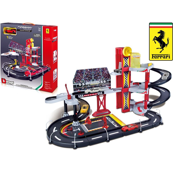 Race and Play Three-Level Racing Garage + 1 Ferrari F12 - Red