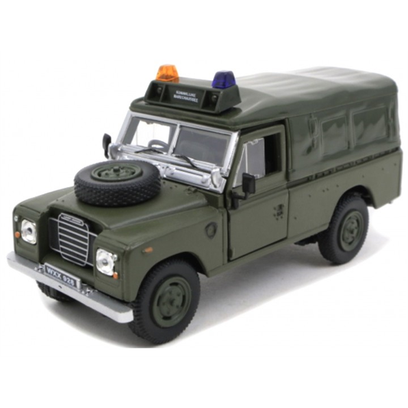 Land Rover Series III soft top, green with roof emergency/warning lights