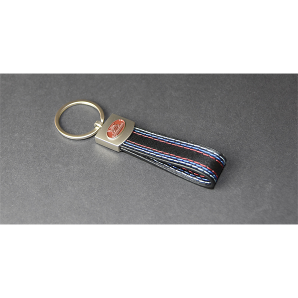 Key Fob in Style Leather w/Decorative Stitching