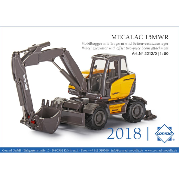 Mecalac 15MWR Wheel Excavator with Offset 2 Piece Boom Attachment