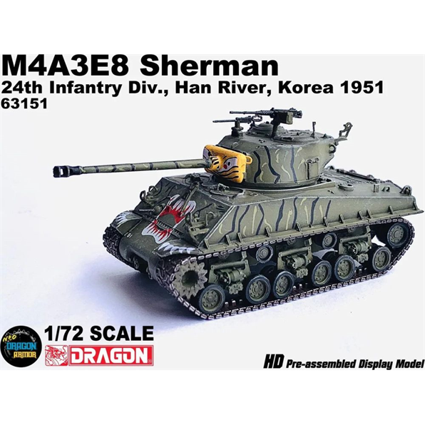 M4A3E8 Sherman 'Tiger Face' 24th Infantry Div. Han River Korea 1951