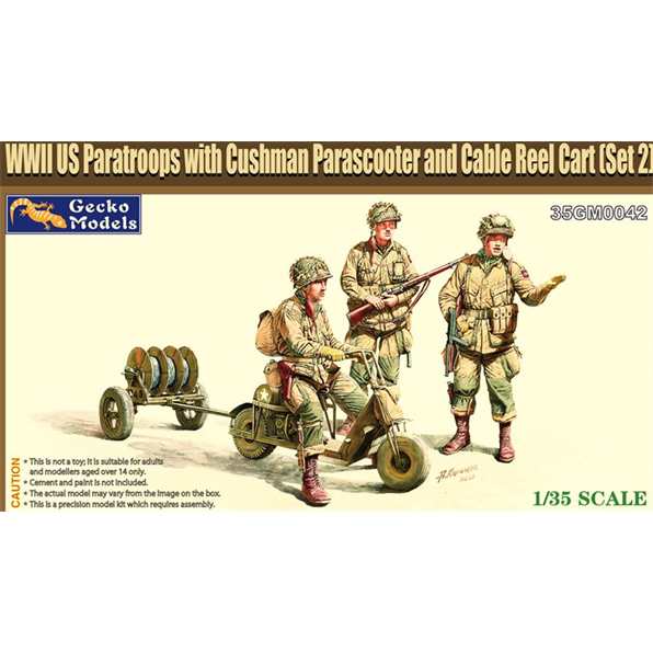 WWII US Paratroopers w/Cushman Parascooter and Cable Reel Cart