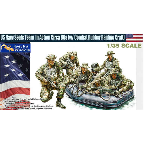 US Navy Seals Team in Action 90's w/Combat Rubber Raiding Craft