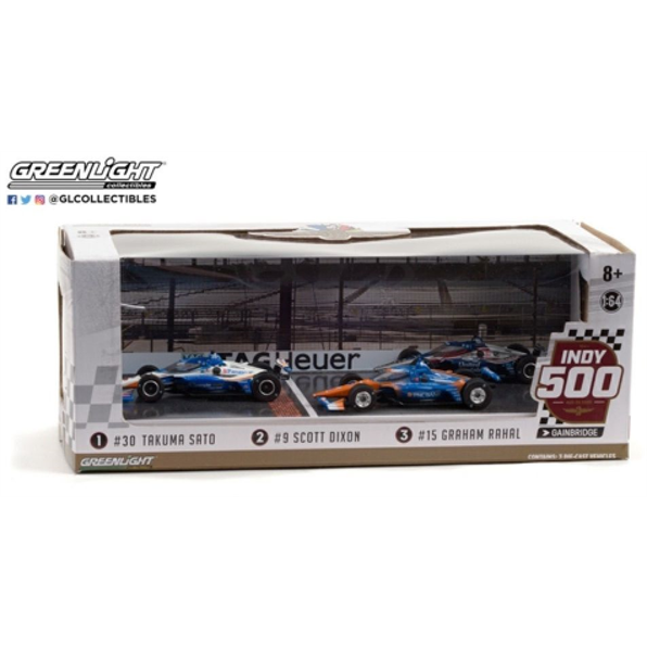 Indy 500 Podium 3 Car Set #30 T.Sato/ #9 S.Dixon/#15 G.Rahal