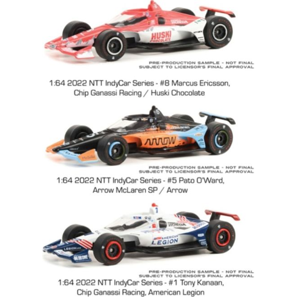 Indy 500 2022 Podium 3-Car Set #8 M.Ericsson/#5 P.O Ward/#1 T.Kanaan