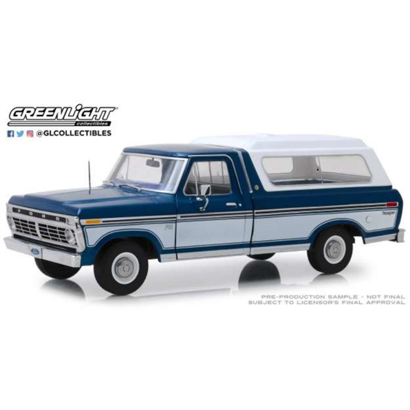 Ford F-100 Midnight Blue Poly with White Bodyside Accent + Box Cover 1975