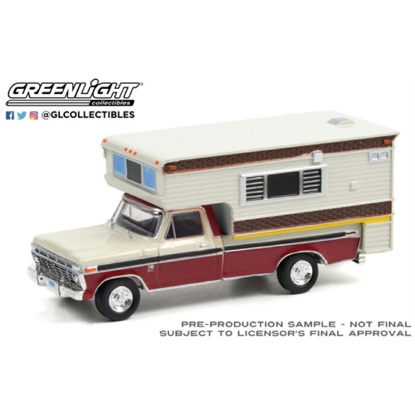 Ford Camper Special 1974 w/Large Camper Candy Apple Red/Wimbledon White