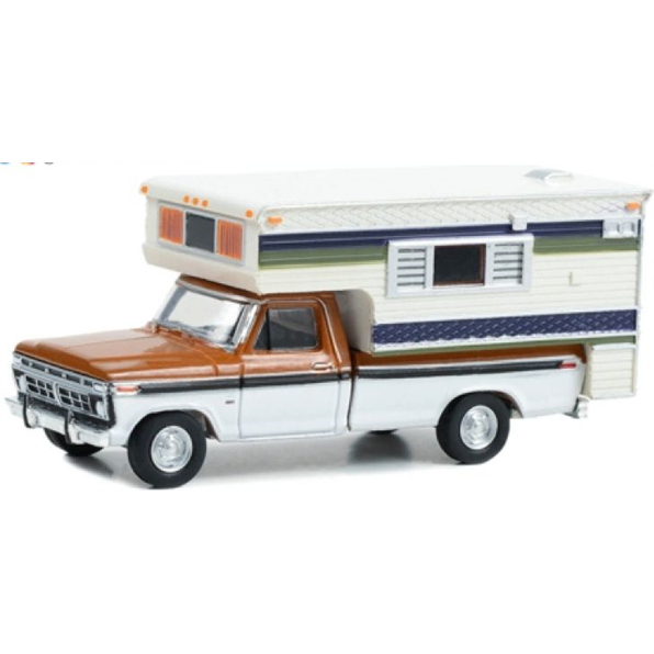 Ford F-250 Camper 1976 Special w/Large Camper Nectarine Poly and Wimbledon White