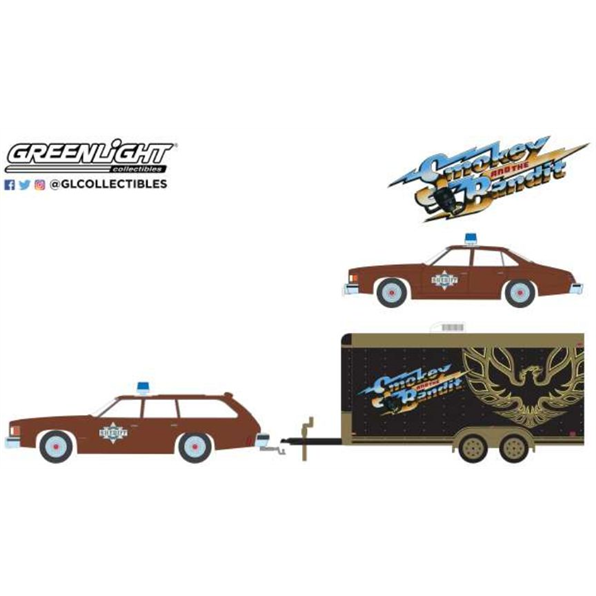 Pontiac LeMans Safari with Enclosed Car Hauler Smokey + The Bandit Sheriff Buford