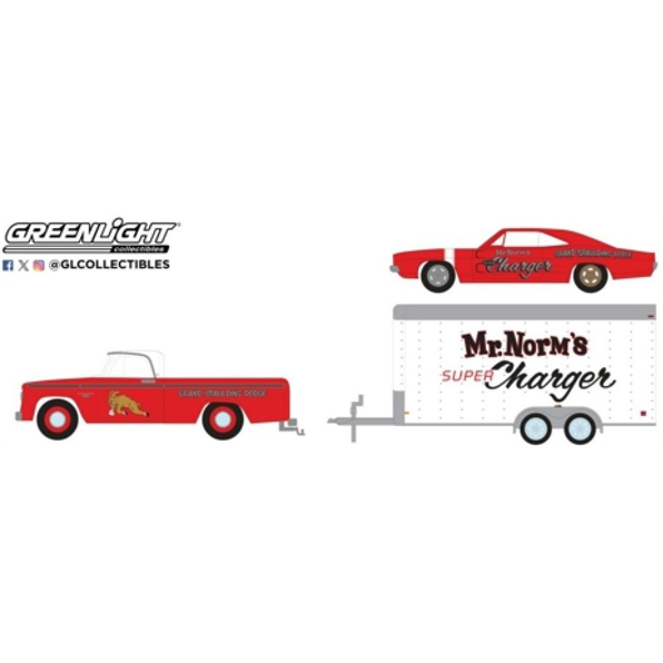Dodge D-100 1966 and 1969 Dodge Charger Super Charger Mr Norm's w/Car Hauler