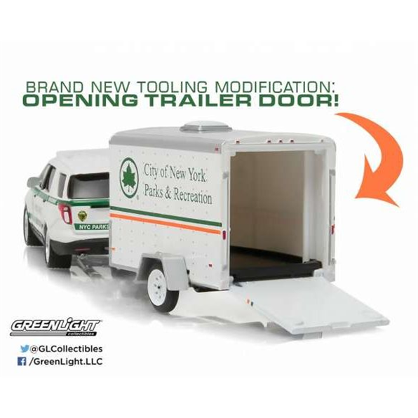 Ford Explorer New York City Department of Parks and Recreation Small Cargo Trailer Hit
