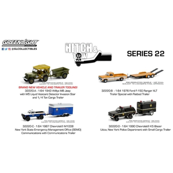 Hitch and Tow Series 22 Assortment (4 x 2-Car Sets) 12 Pcs Asst