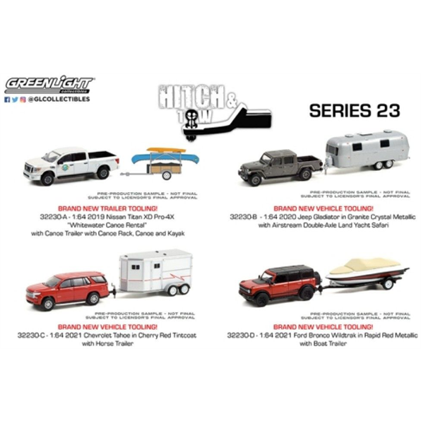 Hitch and Tow Series 23 Assortment (4 x 2-Car Sets) 12pcs Asst